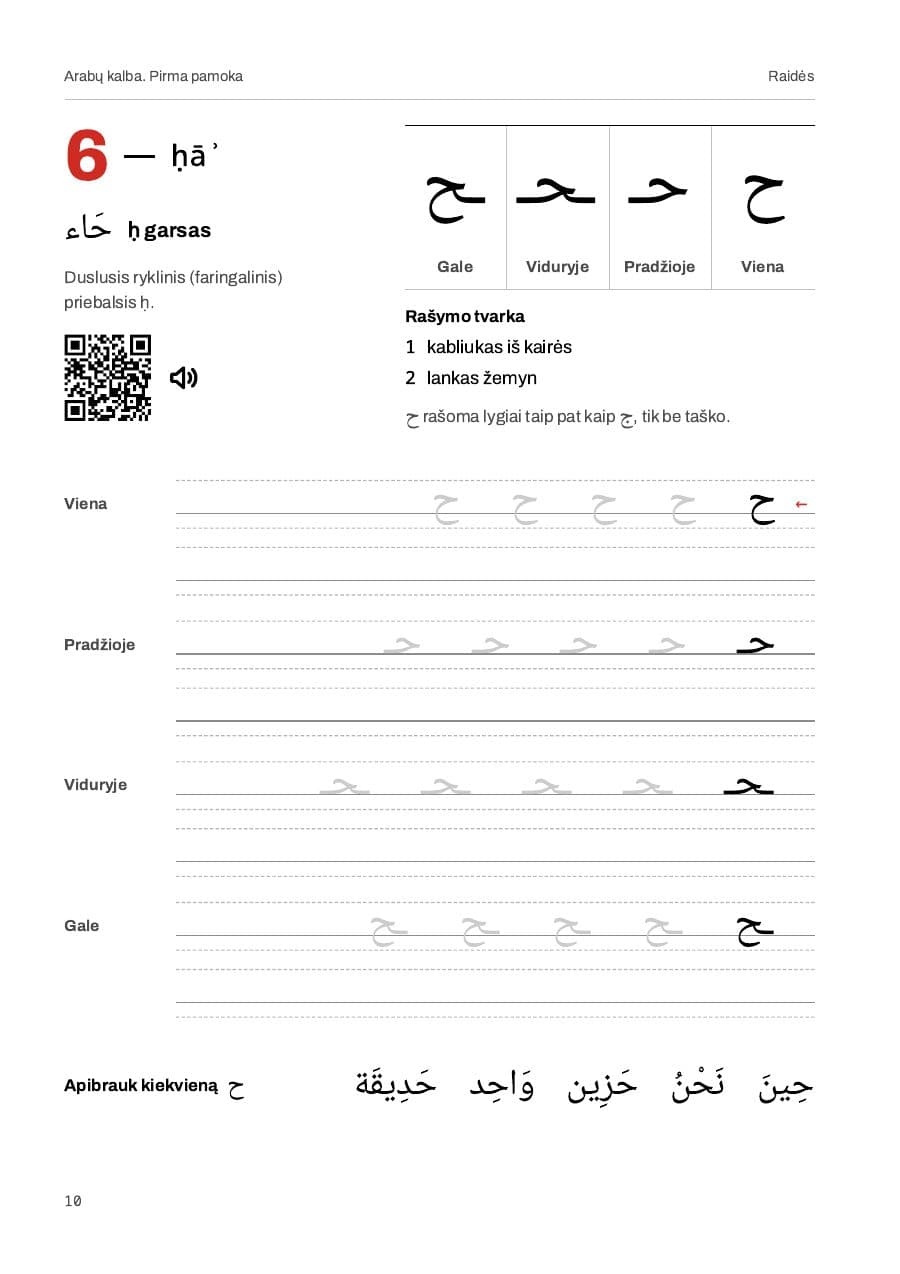 A letter's page: ḥāʾ